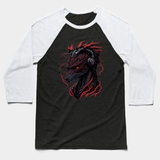 Japanese Red Dragon Asian Tattoo headphones style Baseball T-Shirt